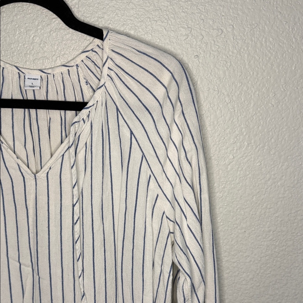 Blue and White Striped Blouse